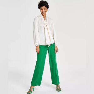 NWT Bar III Cream front Tie Blouse XL